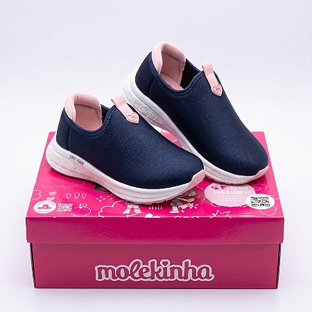 Tênis Infantil Slip-on Light Foam – Marinho e Rosa  Molekinha