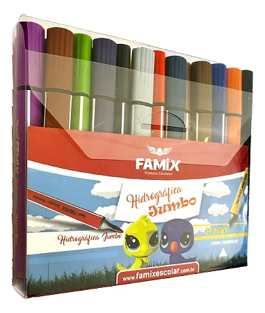 Caneta Hidrográfica Famix Jumbo 24 cores