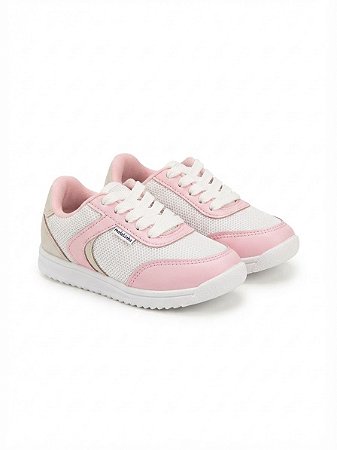 Tênis Infantil Molekinha Esportivo Branco, Rosa e Menta