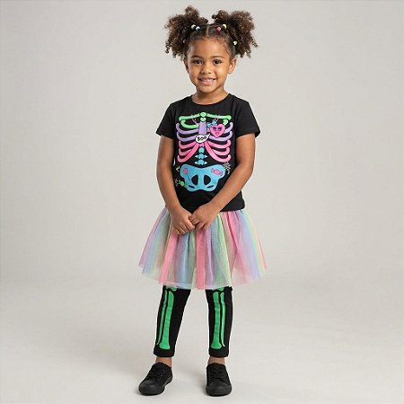 Fantasia Esqueleto colorido Halloween -Bem Vestir