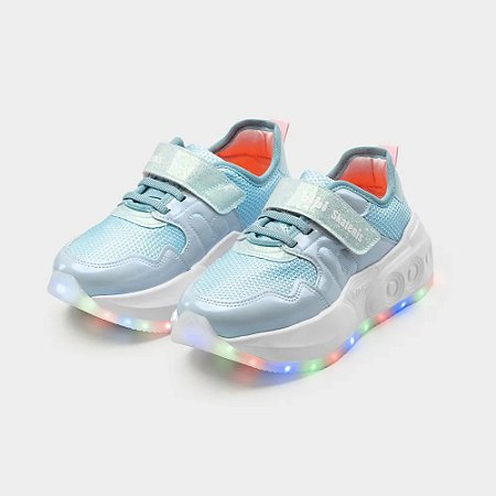 Tênis Infantil de Rodinhas com LED Bibi Skatenis Light  Azul