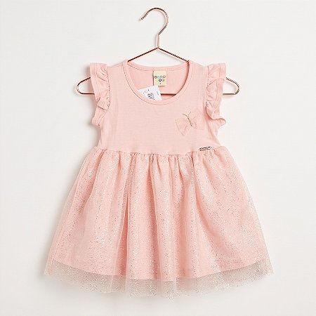 Vestido Infantil Menina Have Fun Rosa com Glitter