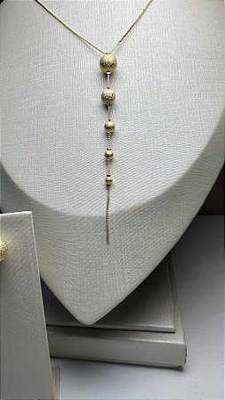 Conjunto colar e brinco bola