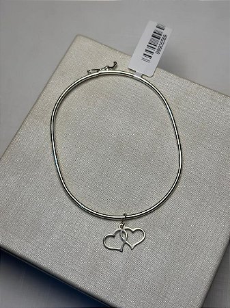 BRACELETE COM PINGENTE DOIS CORAÇOES