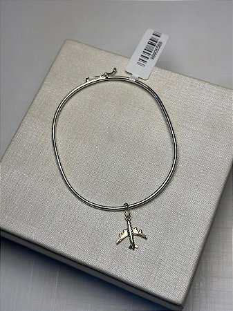 BRACELETE COM PINGENTE AVIÃO EM PRATA 925