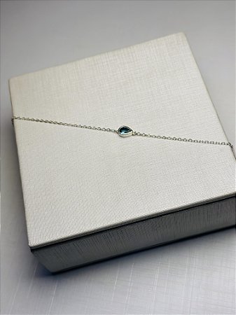Pulseira prata 925 pedra verde