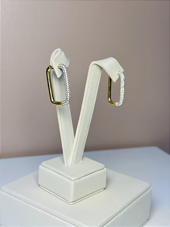 Brinco argola quadrada banhado a ouro 18k
