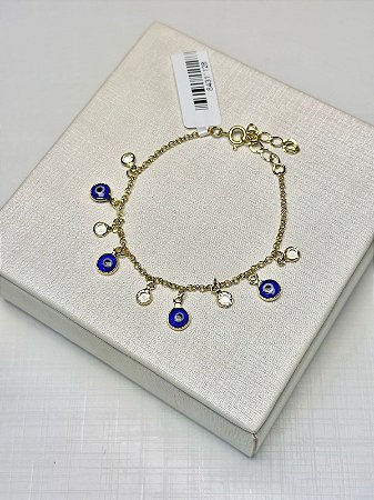 PULSEIRA OLHO GREGO BANHADA A OURO 18K