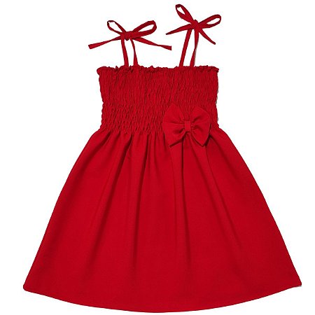 Vestido infantil menina vermelho de alcinha modelo ciganinha