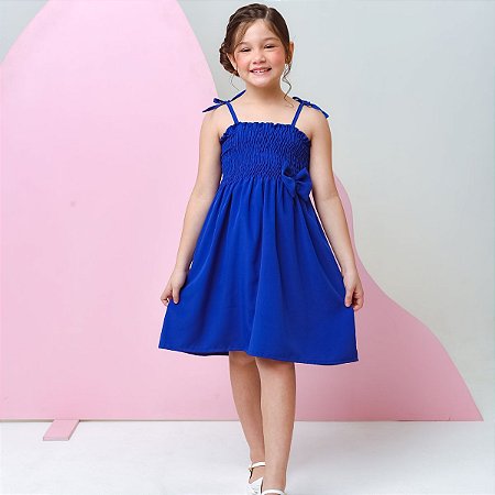 Vestido infantil menina Azul Royal alcinha modelo ciganinha
