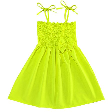 Vestido infantil menina Amarelo neon alcinha model ciganinha