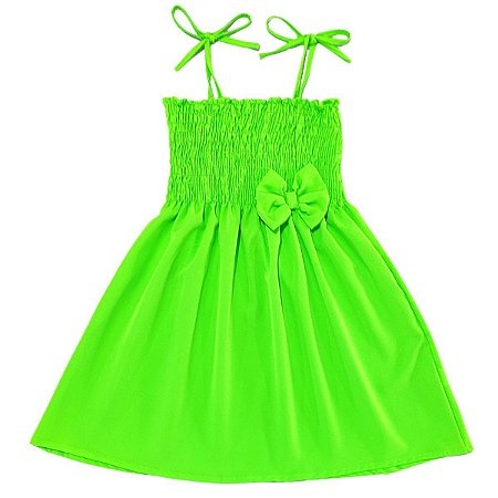Vestido infantil menina Verde neon alcinha modelo ciganinha