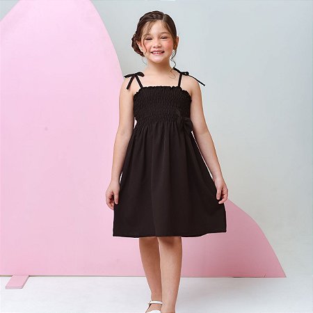 Vestido infantil menina cor Preto alcinha modelo ciganinha