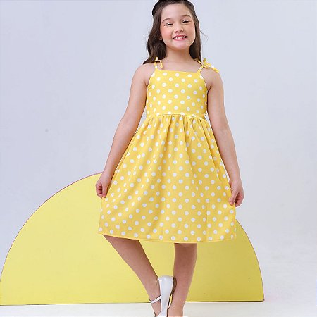 Vestido infantil menina Bolinha poá modelo de alcinha