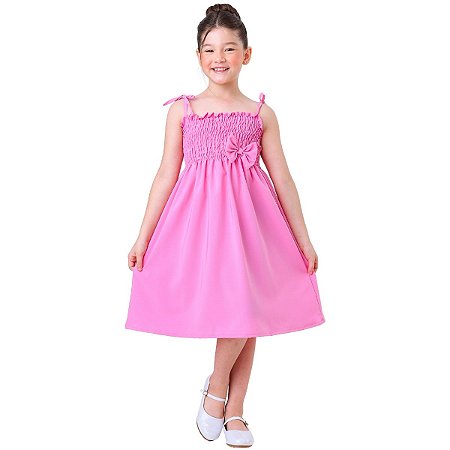 Vestido infantil para meninas na cor Rosa modelo ciganinha