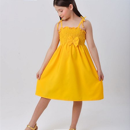 Vestido infantil menina Amarelo ouro alcinha model ciganinha