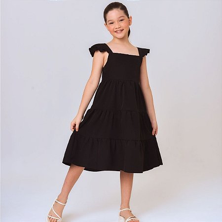 Vestido infantil menina Preto rodado festa luxo babadinho