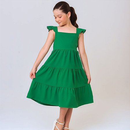 Vestido infantil menina Verde rodado festa luxo babadinho