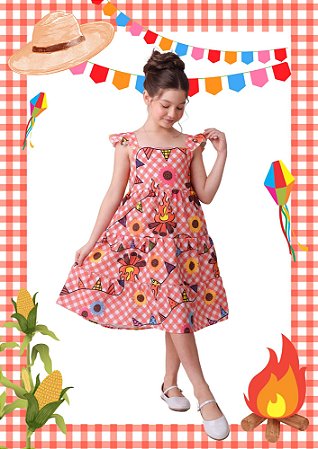 Vestido infantil festa junina junino quadrilha São João luxo