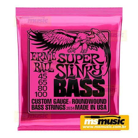ENCORDOAMENTO 045-100 P/ BAIXO 4 CORDAS SUPER SLINKY NIQUEL P02834 ERNIE BALL