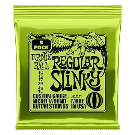 ENCORDOAMENTO 010-046 P/ GUITARRA REGULAR SLINKY NIQUEL PCT C/3 P03221 ERNIE BALL