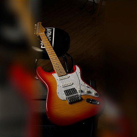 Guitarra Seizi Vintage Budokan Plus HSS Flamed Cherry Burst com Bag