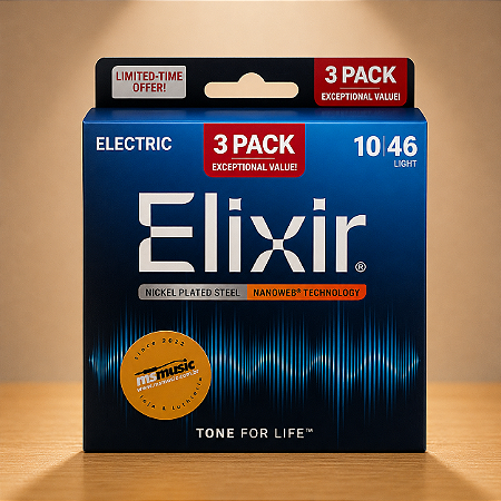 ENCORDOAMENTO ELIXIR GUITARRA PACK 3 JOGOS NANOWEB 0.10