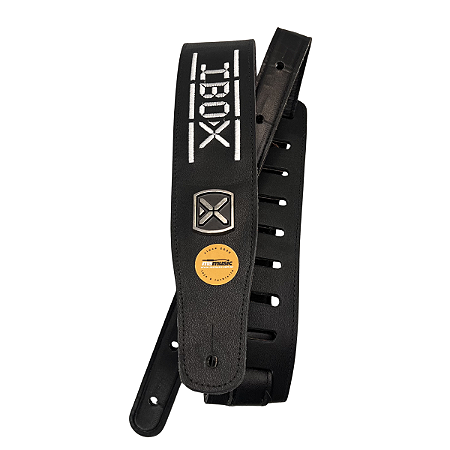 CLL602I CORREIA EM COURO LEGITIMO PRETO BORDADO IBOX