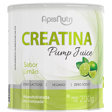 Creatina Pump Juice 200g Zero Lactose Sabor Limão