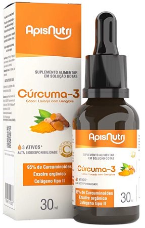 Cúrcuma-3 Gotas 30ml Sabor Laranja com Gengibre