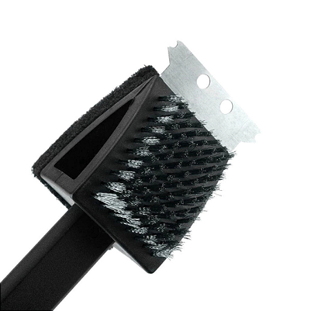 Escova de Aço pra Grelha Churrasqueira c/ Raspador