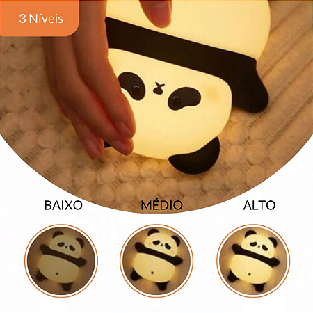 Luminária Panda Abajur Noturno Toque Fofo Recarregável