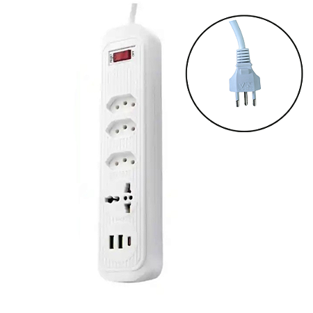 Filtro de linha com 4 tomadas e 3 USB