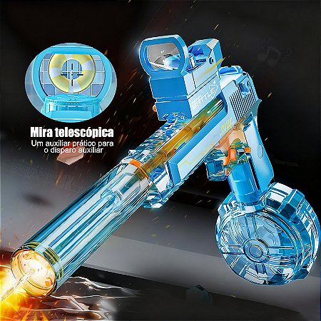 Pistola de Água Elétrica Automática Transparente com Alcance de 10m – Alta Potência