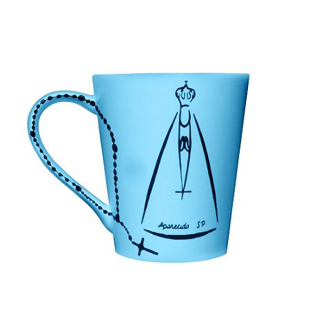Caneca Nossa Senhora Aparecida Azul Royal com Terço