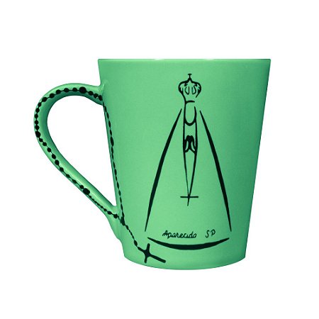 Caneca Nossa Senhora Aparecida Verde com Terço