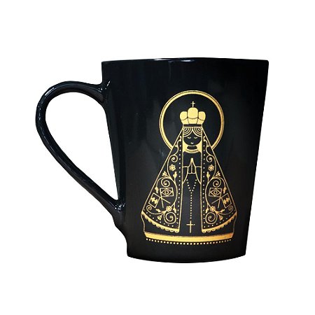 Caneca Nossa Senhora Aparecida Preta e Dourada