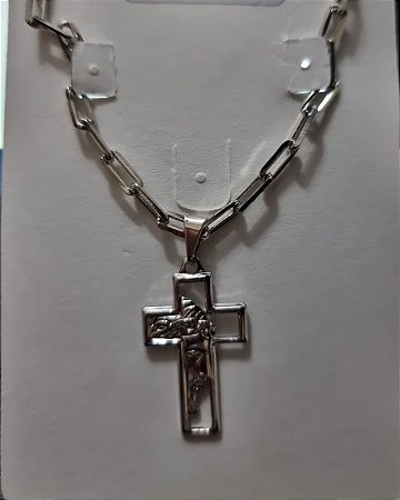 Gargantilha Lisa Cartier Com Pingente Cruz Face De Cristo