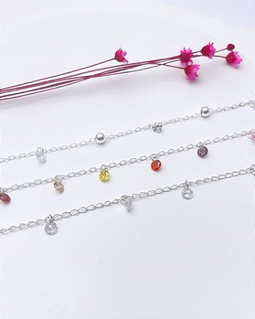 Pulseira Prata 18+2cm Zircônias