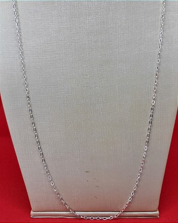 Corrente Prata 70cm Cadeado Facetado