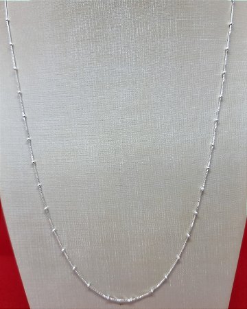 Corrente Prata 60 Cm Veneziana Com Bolinhas 2 Mm