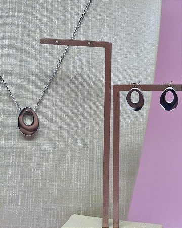 Conjunto De Colar E Brinco Gota Vasada - 45cm