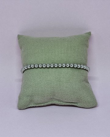 Pulseira em Aço Prateado com Bolinhas - 19cm + 4cm De Extensão