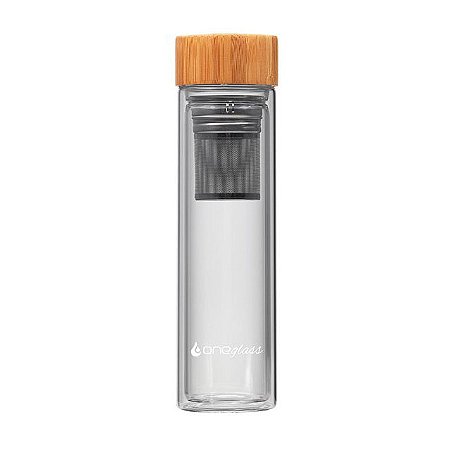 Garrafa de vidro duplo com infusor de inox 500ml
