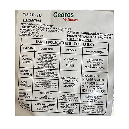 Adubo Fertilizante plantas NPK 10-10-10 2 kg - Rende Mais