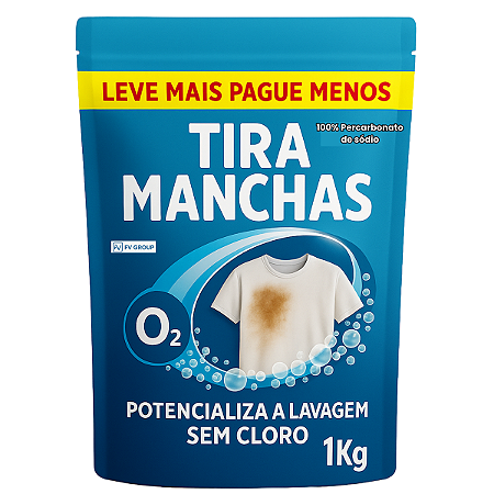 Tira Manchas (Percarbonato De Sódio 100% PURO) roupas brancas e coloridas - 1kg