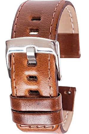 PULSEIRA DE COURO LISO HAVANA TROCA RÁPIDA