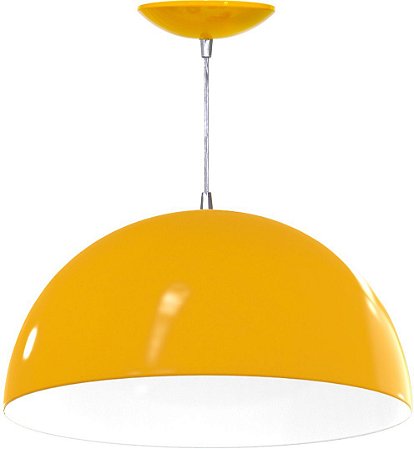 Pendente Meia Esfera De 40 Cm (Amarelo / Branco)