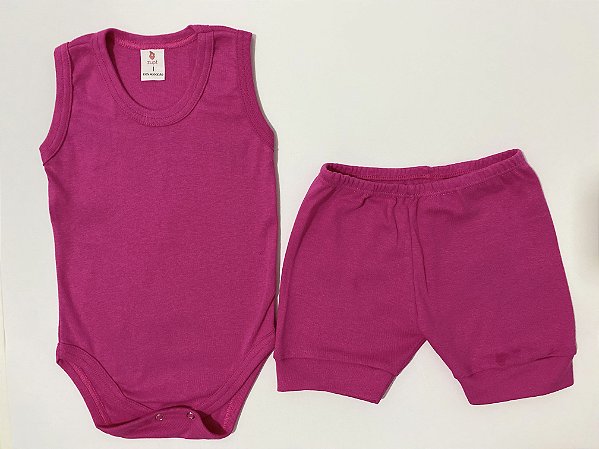 Conjunto body regata com shorts pink