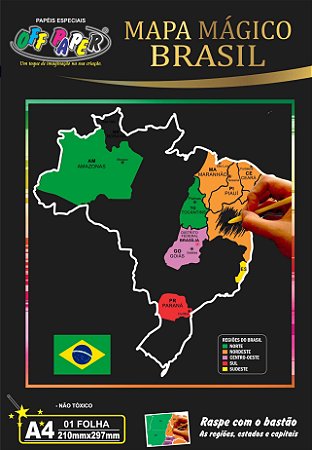 MAPA DO BRASIL MÁGICO A4 C/BASTÃO OFF PAPER
